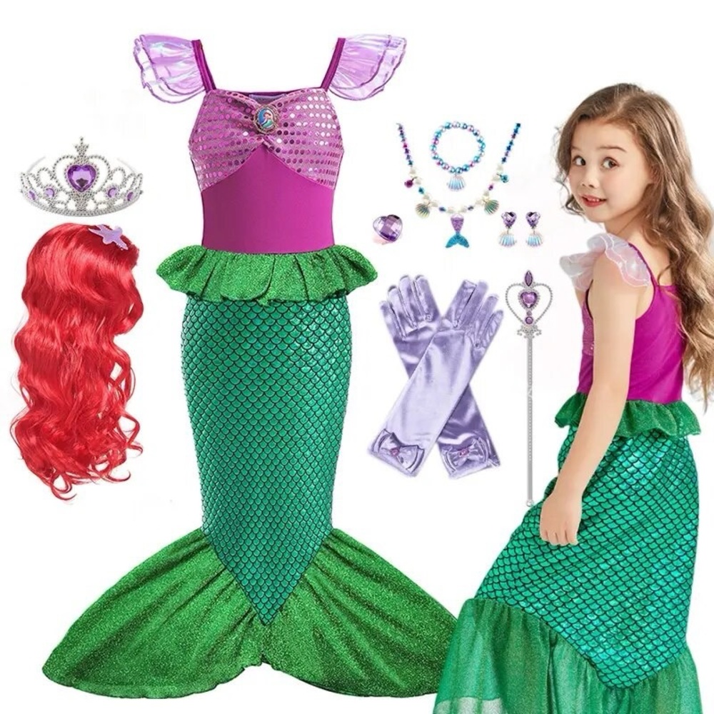 Green Mermaid Ariel Costume, Birthday Party Gift, Princess Cosplay Under The S…